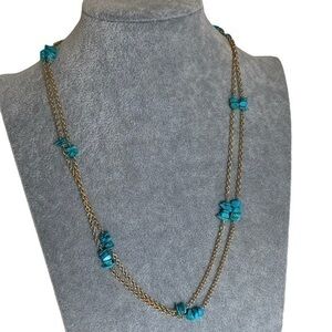 Sundance 14k gold and Sleeping Beauty Turquoise Layered Necklace NEW